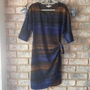 Robbie Bee scoop neck faux wrap dress